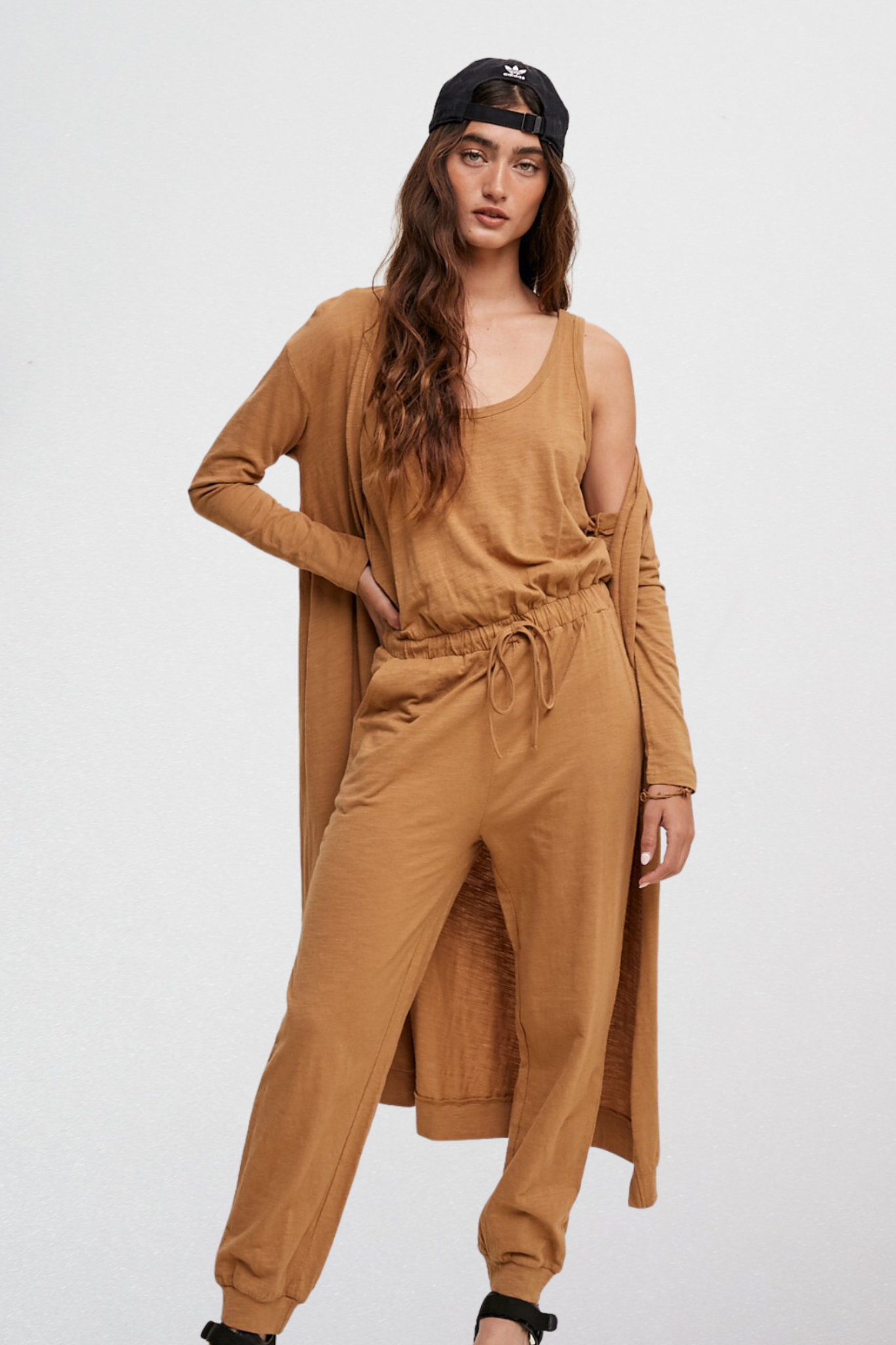 Jumpsuit cardigan set best sale