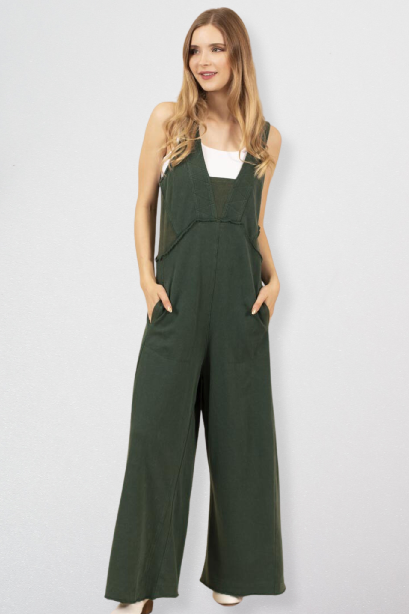 Wide Leg Jumpsuit in Kale
